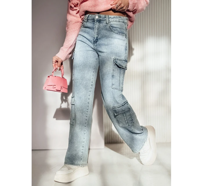 Dámské kalhoty ARGORAVE cargo baggy denim modré FashionStreet UY2226