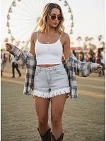 Dámské džínové šortky roztřepené šedé FashionStreet SY0497