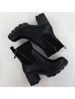 Dámské zateplené boty na podpatku se zipem černé M.Daszynski 23108