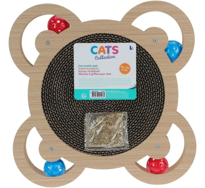 ŠKRABADLO PRO KOČKY INTERAKTIVNÍ HRAČKA 4 MÍČKY 35,5X35,5X4CM