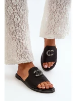 Elegantní Dámské Lesklé Žabky S Ozdobou model 21665164 Černé - S.Barski