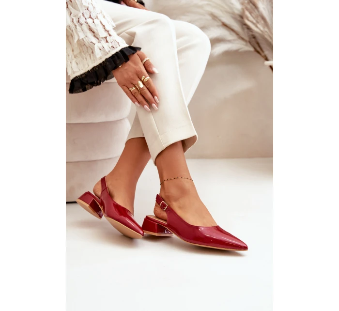 Lakované Baleríny Na Podpatku S  Bordové model 21670196 - Boto