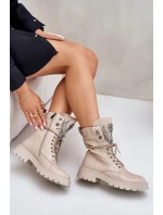 Eko Kožené Boty Workery Se Zateplené D&A Bežové model 21675838 - S.Barski