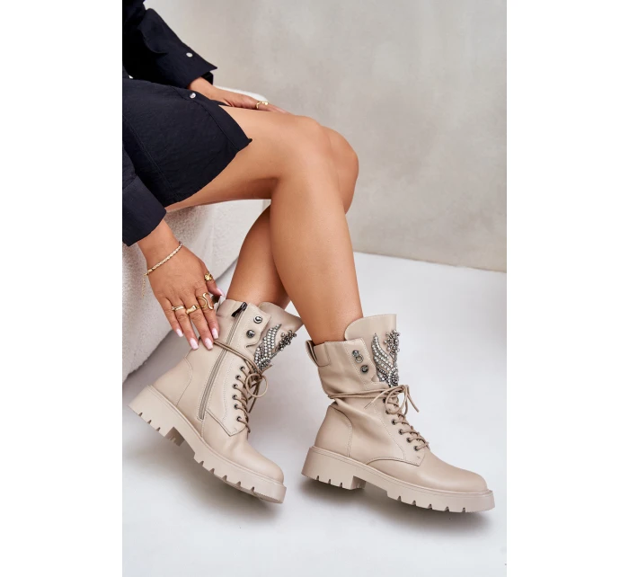 Eko Kožené Boty Workery Se Zateplené D&A Bežové model 21675838 - S.Barski