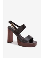 Dámské sandály na podpatku a platformě Eko kůže Černé model 21943430 - Boto