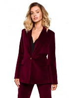 M643 Sametové sako s jedním knoflíkem - bordó