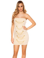 Sexy bandeau-minidress with chains and buttons