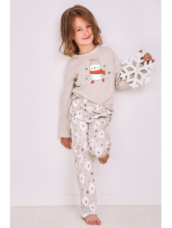 Zateplené dívčí pyžamo model 17857234 šedé s medvídkem - Taro