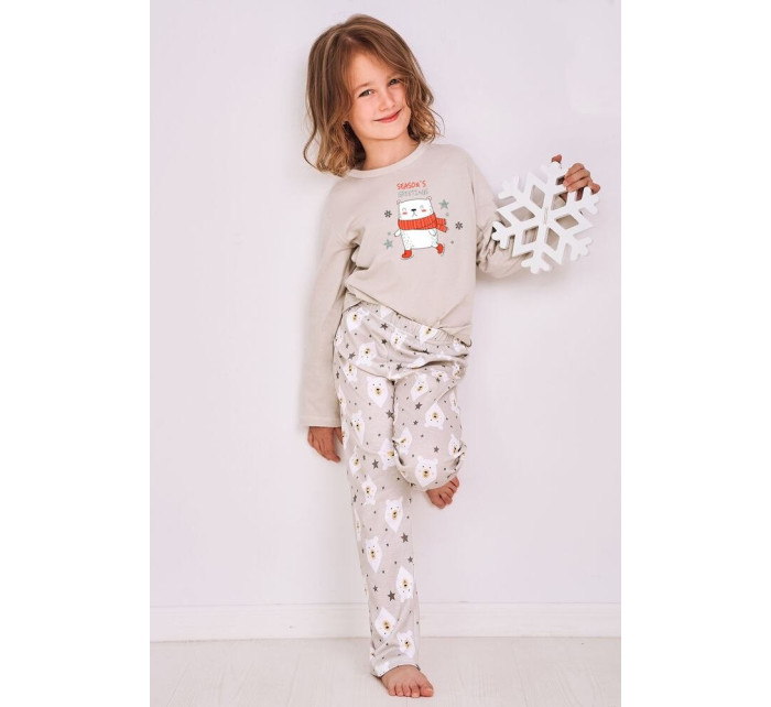 Zateplené dívčí pyžamo model 17857234 šedé s medvídkem - Taro