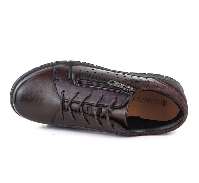 Dámské kožené polobotky na platformovém podpatku hnědé Vinceza 39977 Dámské kožené polobotky na platformovém podpatku hnědé Vinceza 39977