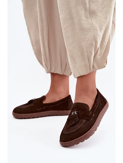 Mokasiny Barefoot z přírodního semiše Zazoo 10220 Hnědé