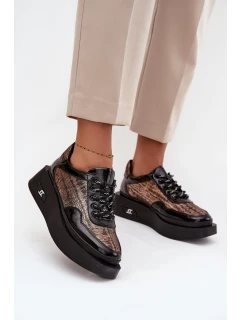 Dámské kožené šněrovací polobotky na platformě Artiker – černé