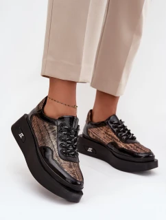 Dámské kožené šněrovací polobotky na platformě Artiker – černé