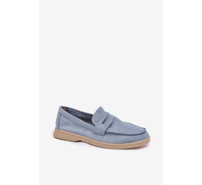 Dámské mokasíny z eko semiše – modré Renelia