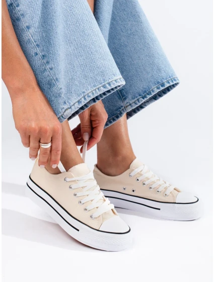 Módní hnědé dámské tenisky bez podpatku Módní hnědé dámské tenisky bez podpatku