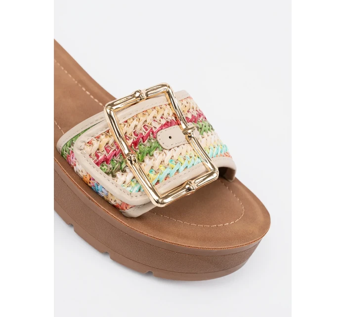 Luxusní vícebarevné dámské  nazouváky platforma