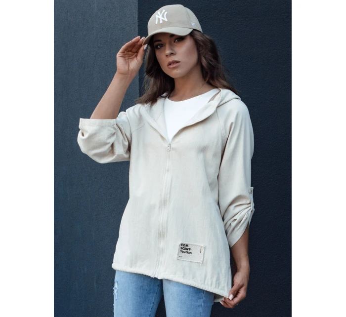 Dámská přechodná bunda s kapucí MANDIA light beige FashionStreet TY4479