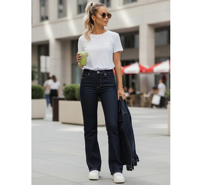 Jeansy damskie z wysokim stanem granatowe model 22120956 - FashionStreet