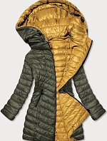 Khaki-žlutá oboustranná dámská prošívaná bunda (M20-7636-22+75)