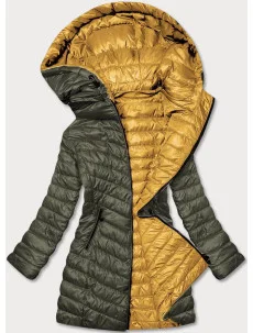 Khaki-žlutá oboustranná dámská prošívaná bunda (M20-7636-22+75)