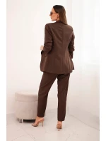 Komplet elegantní sako s kalhotami hnědý Komplet elegantní sako s kalhotami hnědý