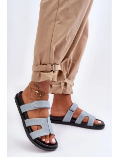 Kožené klasické žabky dámské na suchý zip hnědé model 21628572 - Boto