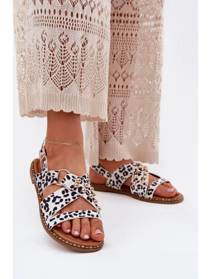 Dámské Sandály Na Plochém Podpatku Se Zlatými model 21702321 - Boto Dámské Sandály Na Plochém Podpatku Se Zlatými model 21702321 - Boto