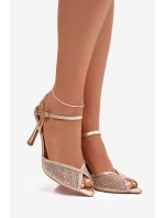 Dámské sandály na jehlovém podpatku s zlatým zdobením Peloria Dámské sandály na jehlovém podpatku s zlatým zdobením Peloria