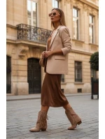 Dámské kotníkové kozačky – kovbojky se třásněmi na sloupku Gralina – khaki