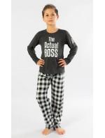 Dětské pyžamo dlouhé Actual boss tm. šedé - chlapecké