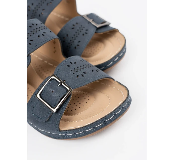 Trendy dámské  sandály modré na klínku