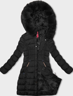 Černá dámská zimní bunda s kapucí (LHD-23013)