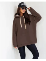 Hrubší dámská klokaní mikina v čokoládové barvě model 21809045 - Moon Hrubší dámská klokaní mikina v čokoládové barvě model 21809045 - Moon