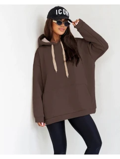 Hrubší dámská klokaní mikina v čokoládové barvě model 21809045 - Moon