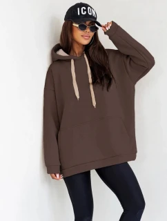 Hrubší dámská klokaní mikina v čokoládové barvě model 21809045 - Moon