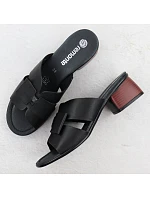 Dámské kožené žabky na klínku černé Remonte R8759-01