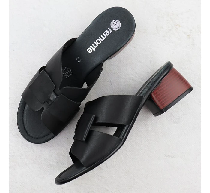 Dámské kožené žabky na klínku černé Remonte R8759-01