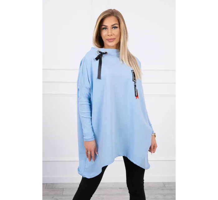 Oversize mikina s asymetrickými boky modrá