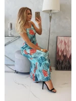 Šaty s motivem listů v mátové barvě Šaty s motivem listů v mátové barvě