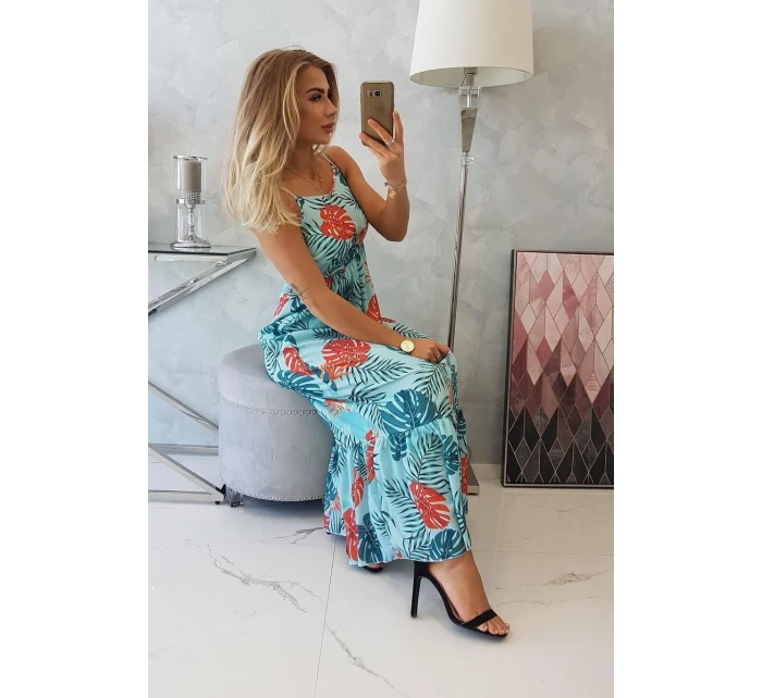 Šaty s motivem listů v mátové barvě Šaty s motivem listů v mátové barvě