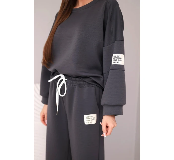 Dámský komplet máslo mikina + kalhoty grafitový