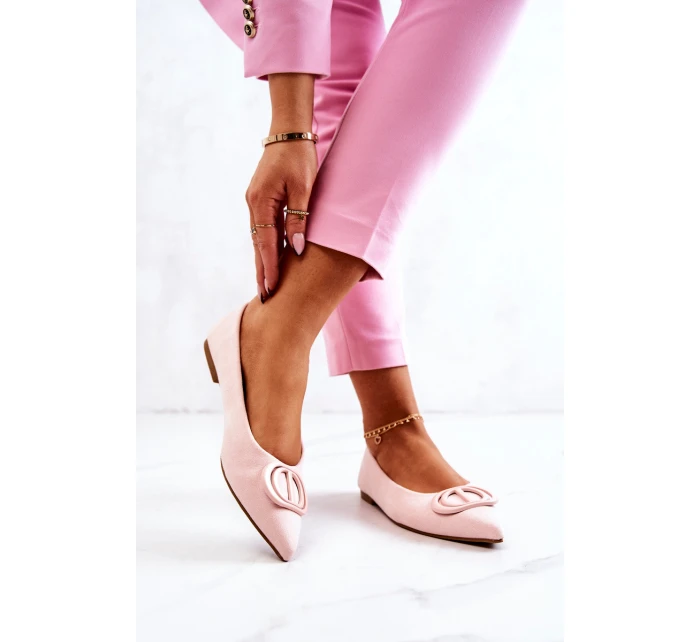 Semišové baleríny světle Růžové model 21572188 - Boto