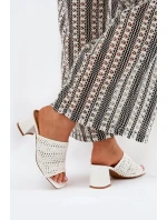 Dámské Pantofle S Pletením Na Podpatku Bílé model 21689432 - Boto Dámské Pantofle S Pletením Na Podpatku Bílé model 21689432 - Boto