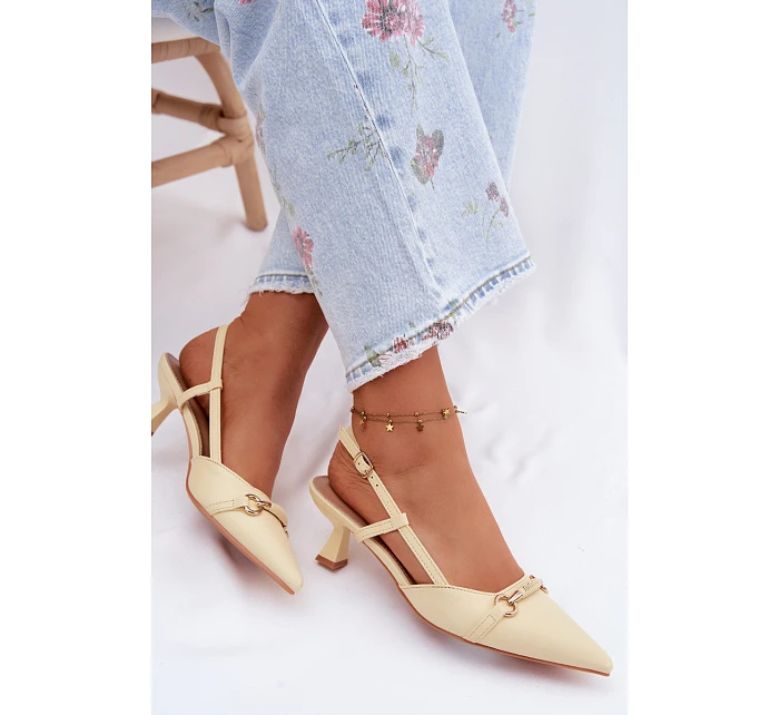 Ženské sandály na podpatku se špičatými špičkami Žluté Felessa