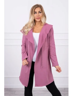 Volná bunda s kapucí 8928 tmavě růžová - Kesi