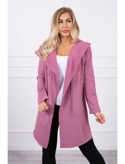 Volná bunda s kapucí 8928 tmavě růžová - Kesi