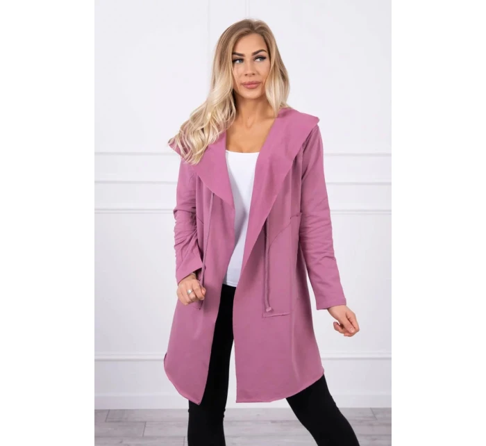 Volná bunda s kapucí 8928 tmavě růžová - Kesi