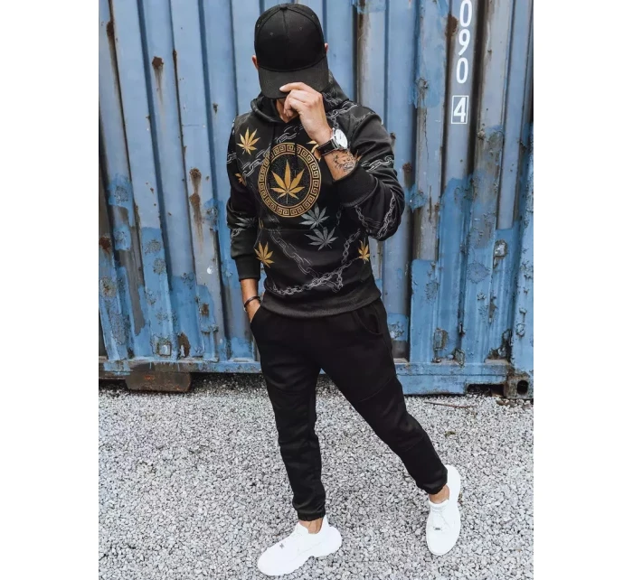 Pánská mikina s potiskem černá FashionStreet BX5311 Pánská mikina s potiskem černá FashionStreet BX5311