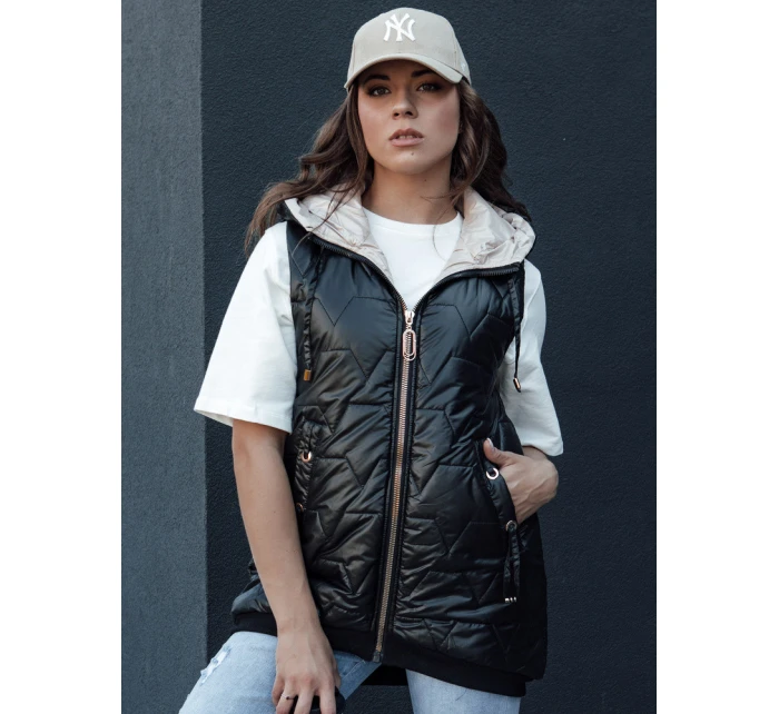 Dámská prošívaná vesta s kapucí COLINE černá FashionStreet TY4462 Dámská prošívaná vesta s kapucí COLINE černá FashionStreet TY4462