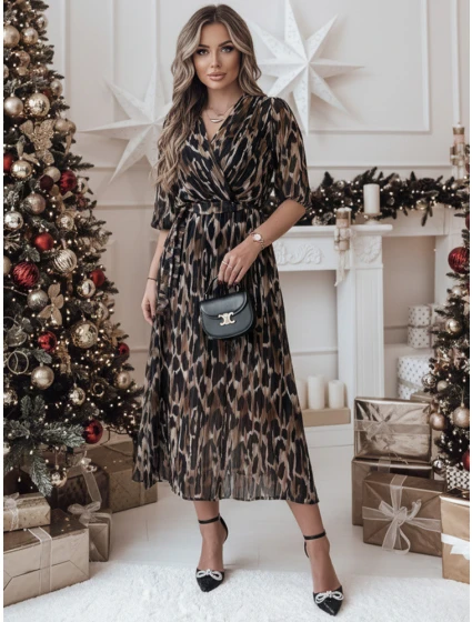 TIGRISSA one size midi šaty černo-hnědé FashionStreet EY2546